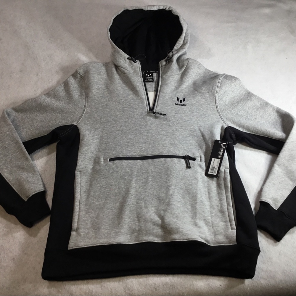 Messi Collection Grey and Black Hoodie with Contrast Hood SZ XL NWT